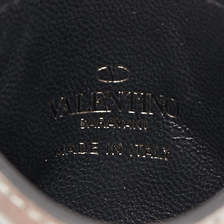 Pre Owned Valentino Silver/Black Leather VLTN Card Holder