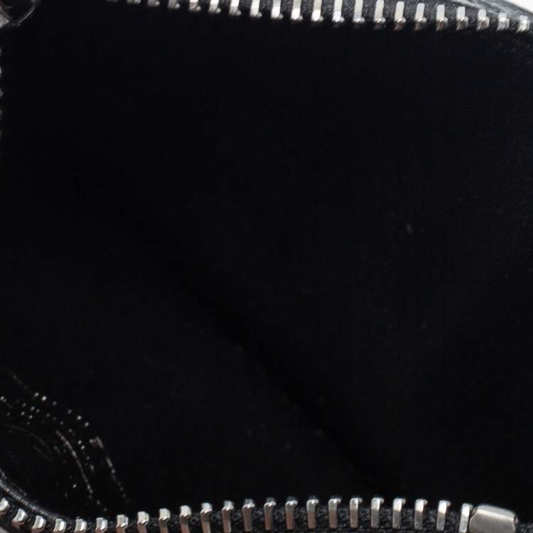 Pre Owned Valentino Black Leather Rockstud Zip Card Case