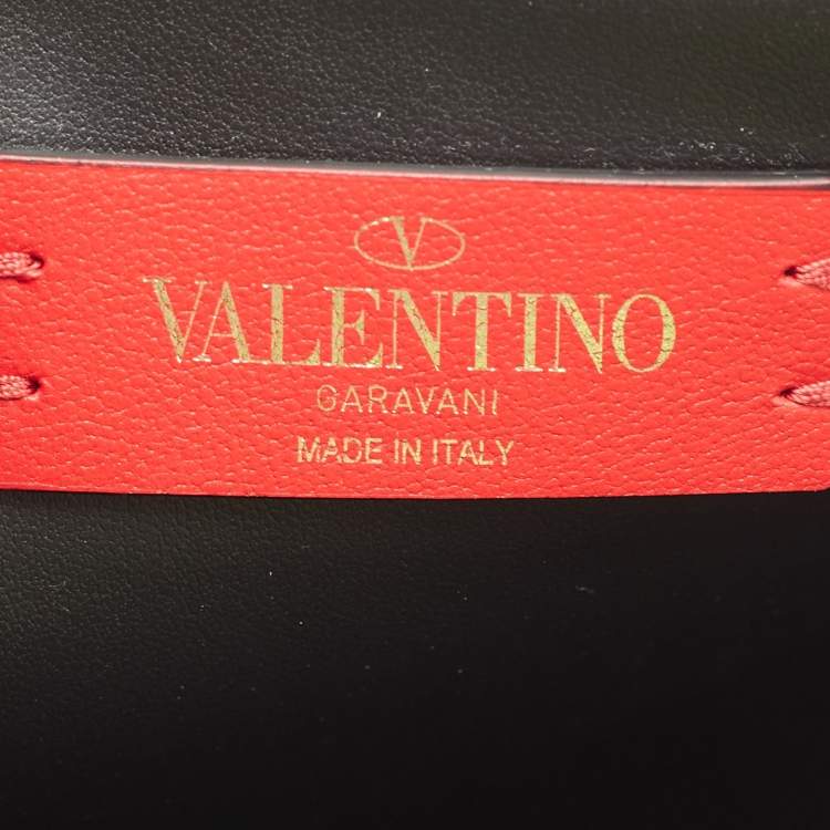 Pre Owned  Valentino Neon Green Leather Vlogo Flat Zip Pouch