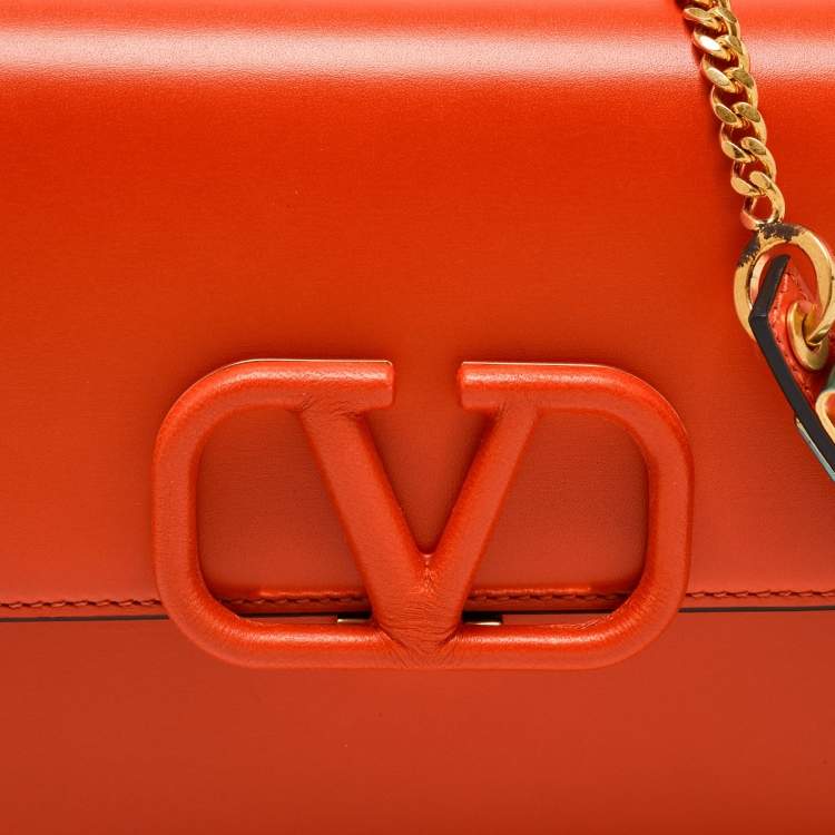 Pre Owned Valentino Orange Leather Small VSling Shoulder Bag