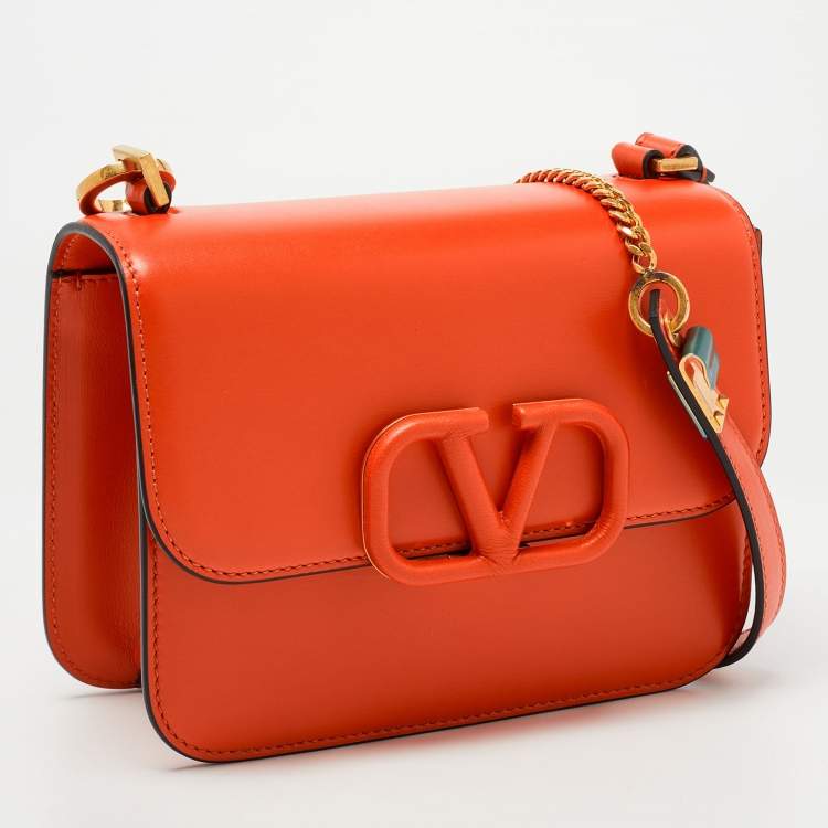 Pre Owned Valentino Orange Leather Small VSling Shoulder Bag