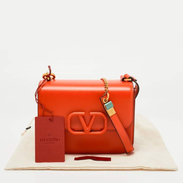 Pre Owned Valentino Orange Leather Small VSling Shoulder Bag