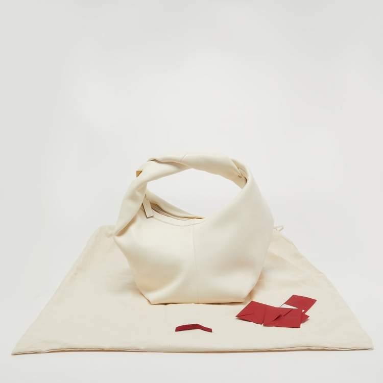 Pre Owned Valentino Off White Leather Roman Stud Hobo