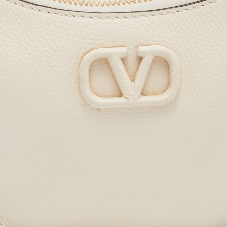 Pre Owned Valentino Off White Leather Mini VLogo Signature Hobo