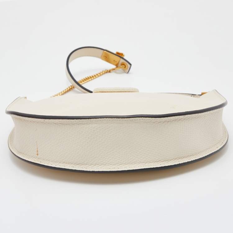 Pre Owned Valentino Off White Leather Mini VLogo Signature Hobo