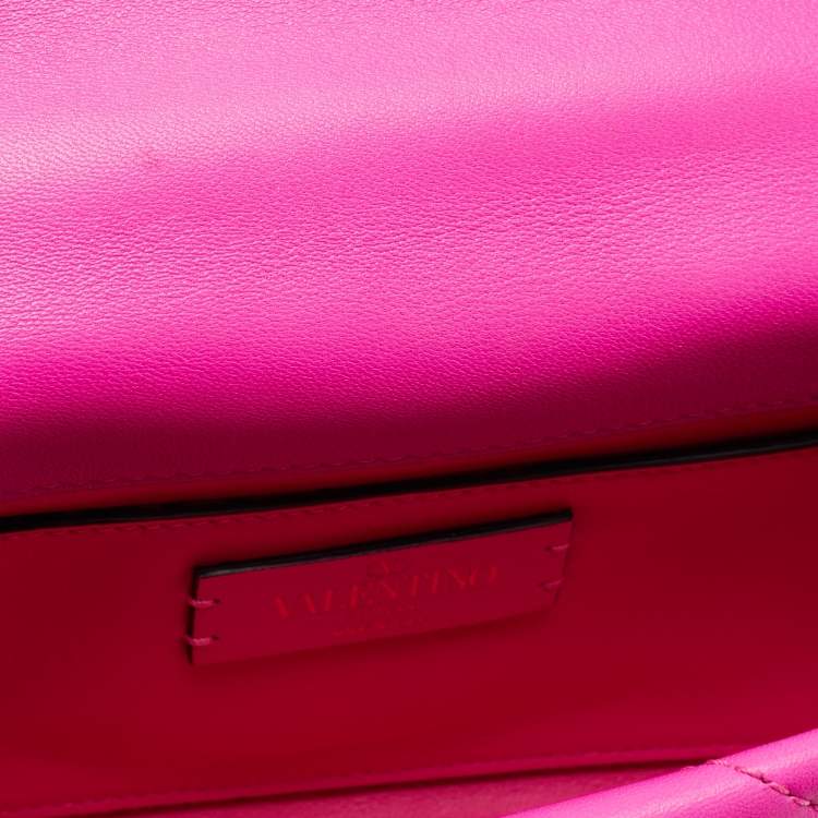 Pre Owned Valentino Pink Leather Small Roman Stud Top Handle Bag