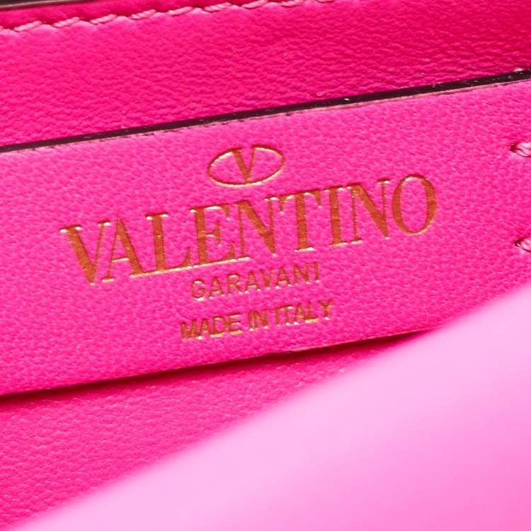 Pre Owned Valentino Pink Leather Small Roman Stud Top Handle Bag