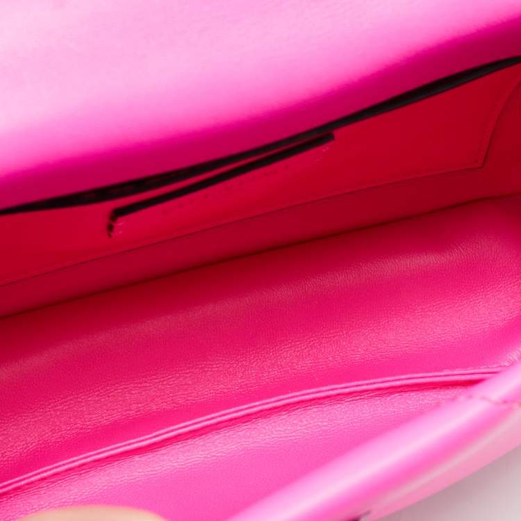 Pre Owned Valentino Pink Leather Small Roman Stud Top Handle Bag