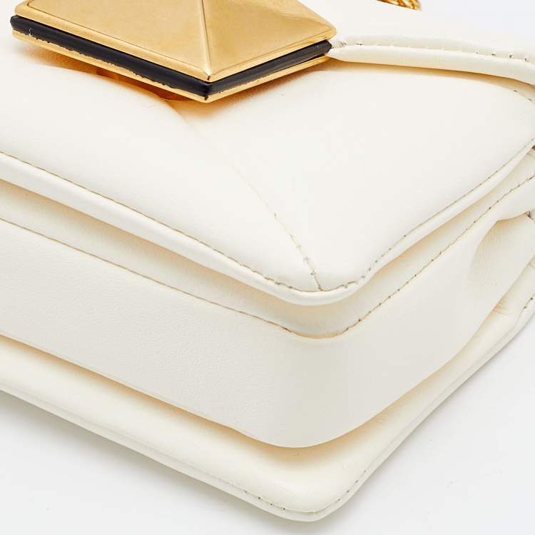 Pre Owned Valentino Ivory Leather Micro One Stud Crossbody Bag