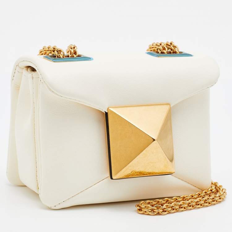 Pre Owned Valentino Ivory Leather Micro One Stud Crossbody Bag