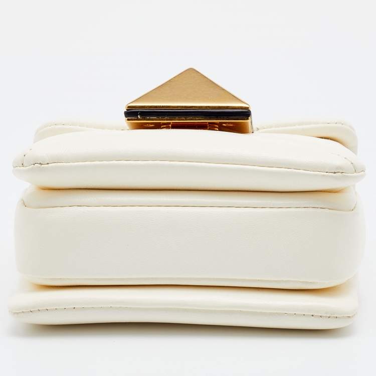 Pre Owned Valentino Ivory Leather Micro One Stud Crossbody Bag