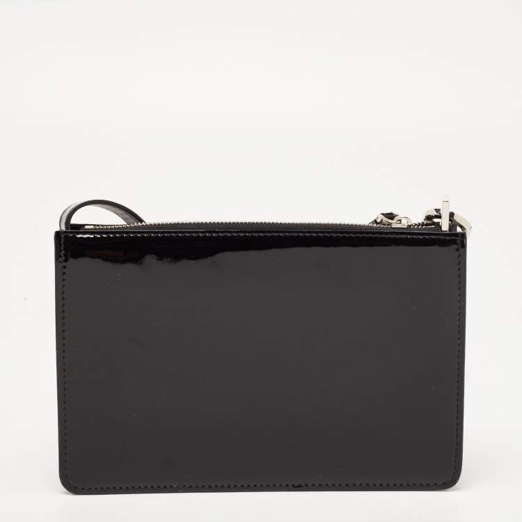 Pre Owned Valentino Black Patent Leather Vsling Zip Shoulder Bag