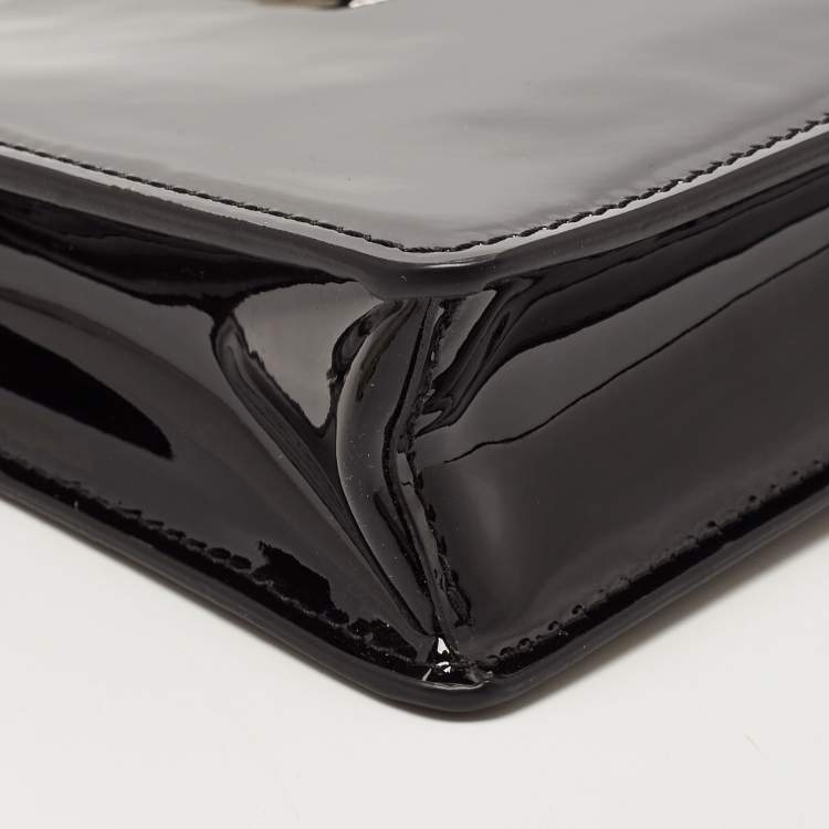 Pre Owned Valentino Black Patent Leather Vsling Zip Shoulder Bag