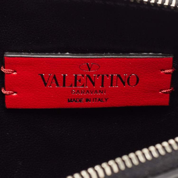 Pre Owned Valentino Black Patent Leather Vsling Zip Shoulder Bag