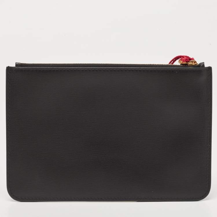 Pre Owned Valentino Black Leather Small Rockstud Lock Flat Pouch 