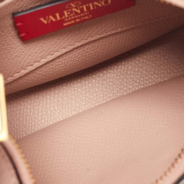 Pre Owned Valentino Dusty Pink Leather Mini VLogo Hobo