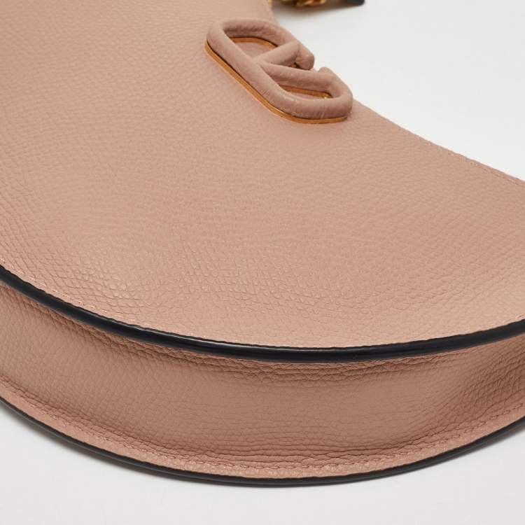 Pre Owned Valentino Dusty Pink Leather Mini VLogo Hobo