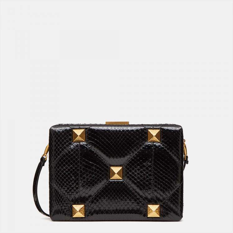 Valentino Black Leather Roman Stud Minaudiere Handbag
