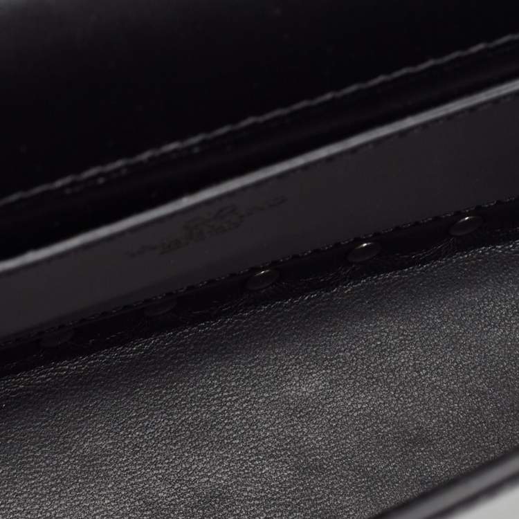 Pre Owned Valentino Black Leather Rockstud Flap Shoulder Bag