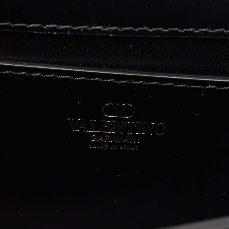 Pre Owned Valentino Black Leather Rockstud Flap Shoulder Bag