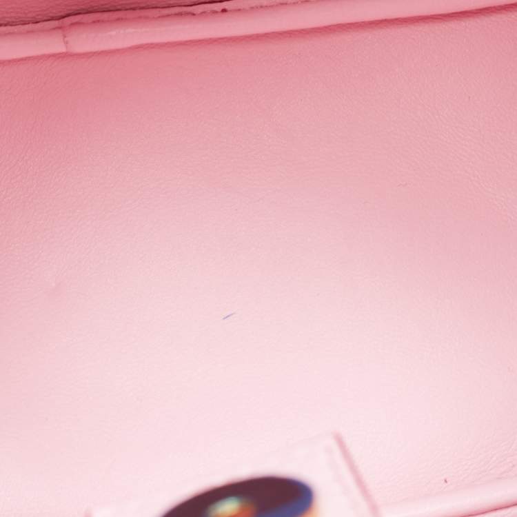 Pre Owned Valentino Pink Quilted Leather Mini Roman Stud Top Handle Bag