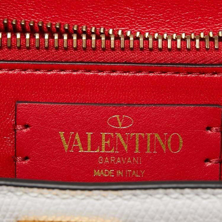 Pre Owned Valentino White Leather Small VSling Top Handle Bag