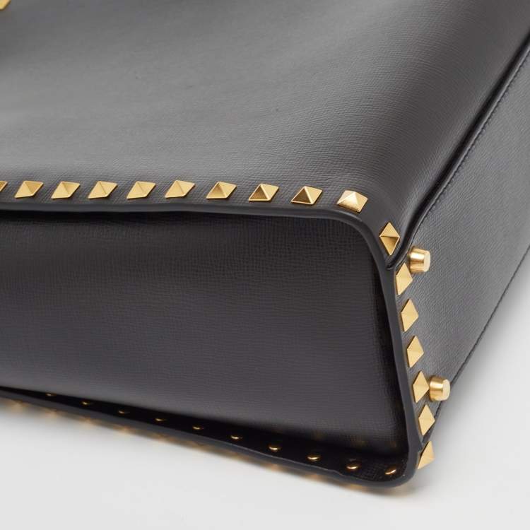 Pre Owned Valentino Black Leather Rockstud Alcove Tote