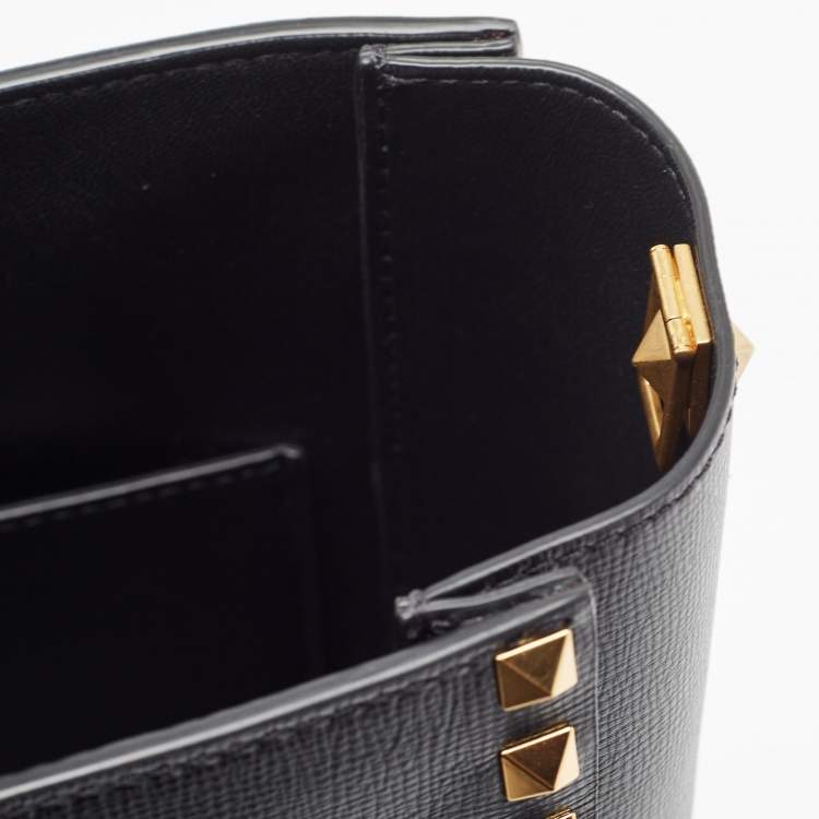 Pre Owned Valentino Black Leather Rockstud Alcove Tote