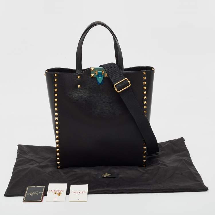 Pre Owned Valentino Black Leather Rockstud Alcove Tote