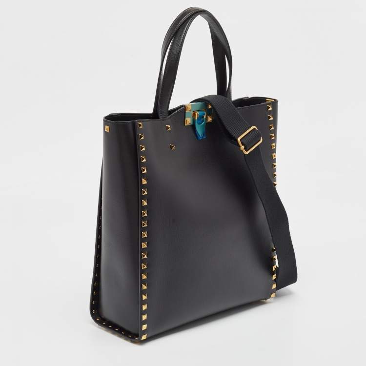 Pre Owned Valentino Black Leather Rockstud Alcove Tote