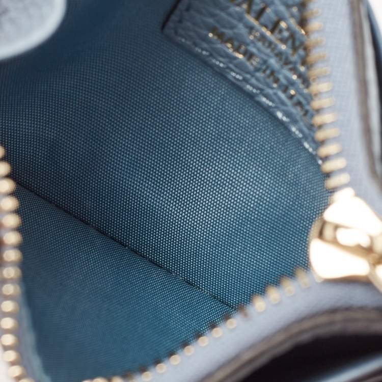 Pre Owned Valentino Blue Leather Rockstud Zip Card Holder