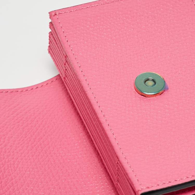 مملوكة مسبقًا Valentino Pink Leather VLogo Accordion Card Holder