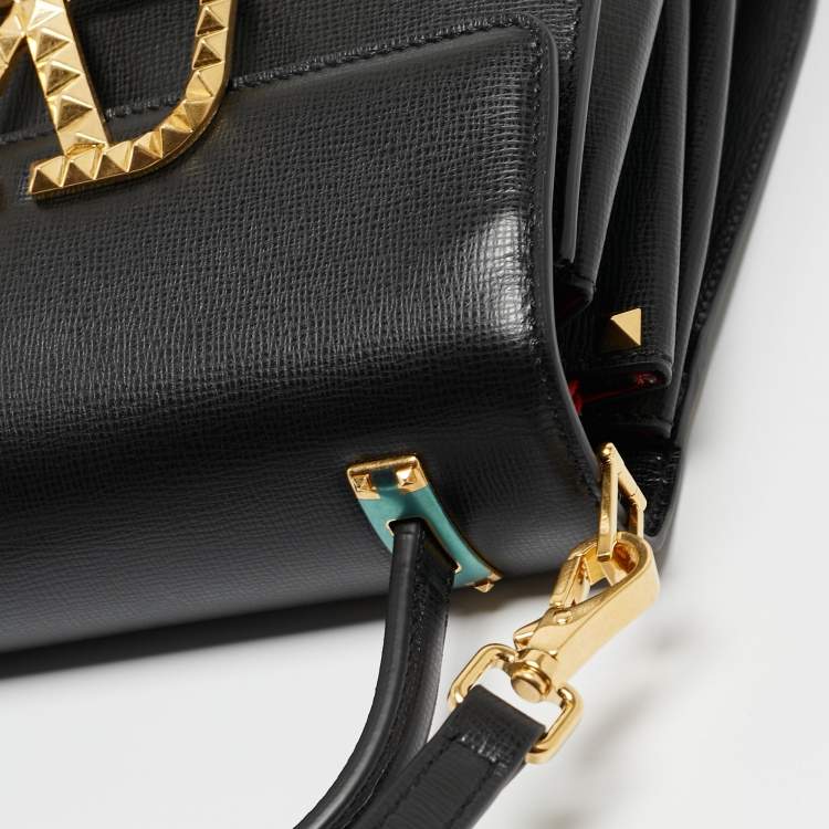Pre Owned Valentino Black Leather Small Alcove Top Handle Bag