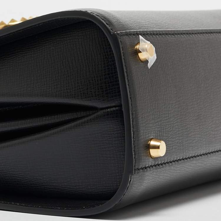 Pre Owned Valentino Black Leather Small Alcove Top Handle Bag