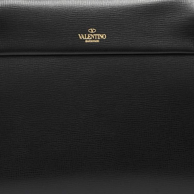 Pre Owned Valentino Black Leather Small Alcove Top Handle Bag