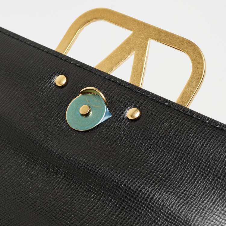 Pre Owned Valentino Black Leather Small Alcove Top Handle Bag