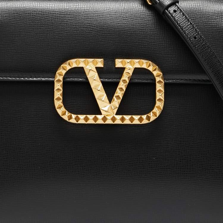 Pre Owned Valentino Black Leather Small Alcove Top Handle Bag