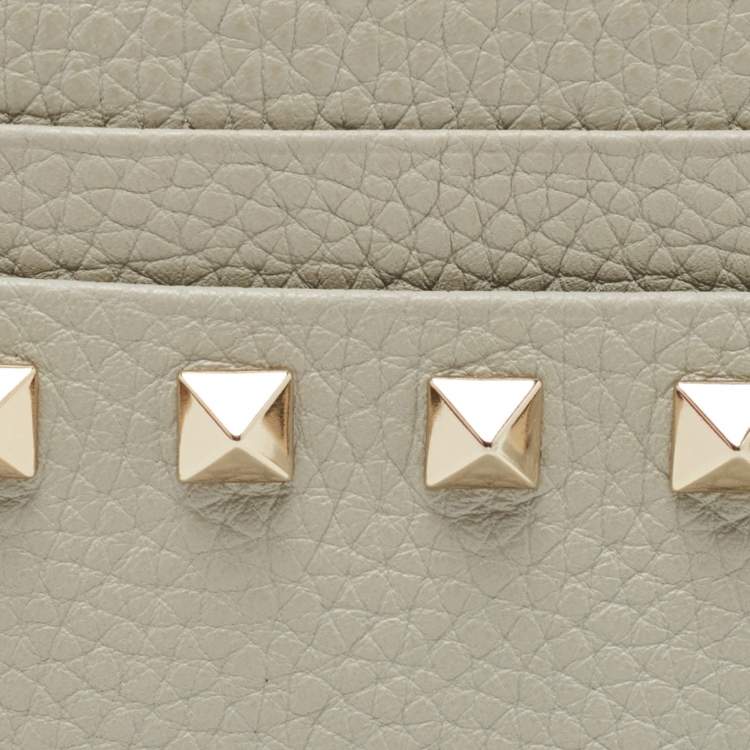 Pre Owned Valentino Grey Leather Rockstud Card Holder