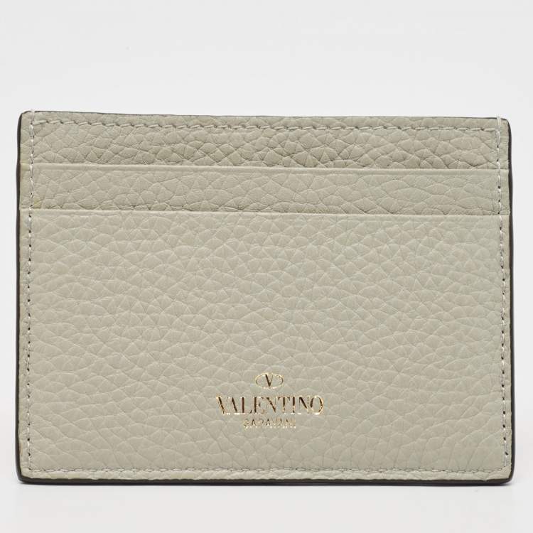 Pre Owned Valentino Grey Leather Rockstud Card Holder