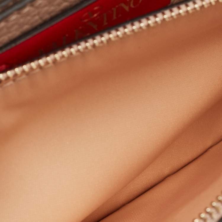 Pre Owned Valentino Old Rose Leather Rockstud Chain Clutch