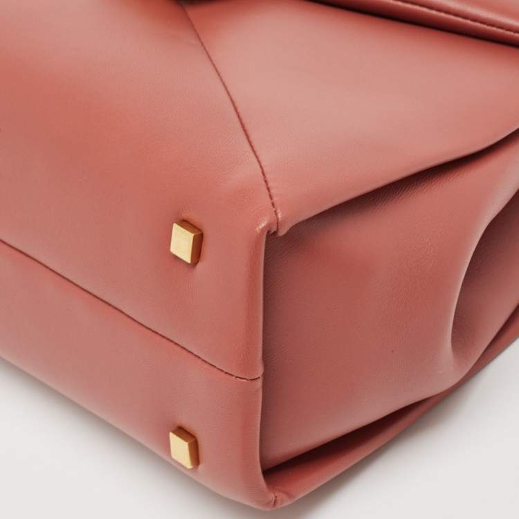 Pre Owned Valentino Chestnut Brown Leather Small One Stud Top Handle Bag