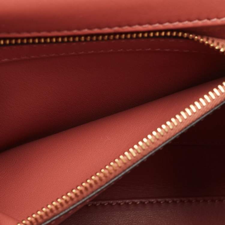 Pre Owned Valentino Chestnut Brown Leather Small One Stud Top Handle Bag