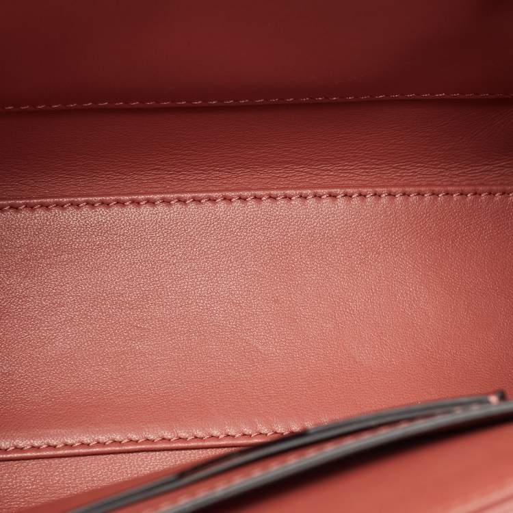 Pre Owned Valentino Chestnut Brown Leather Small One Stud Top Handle Bag
