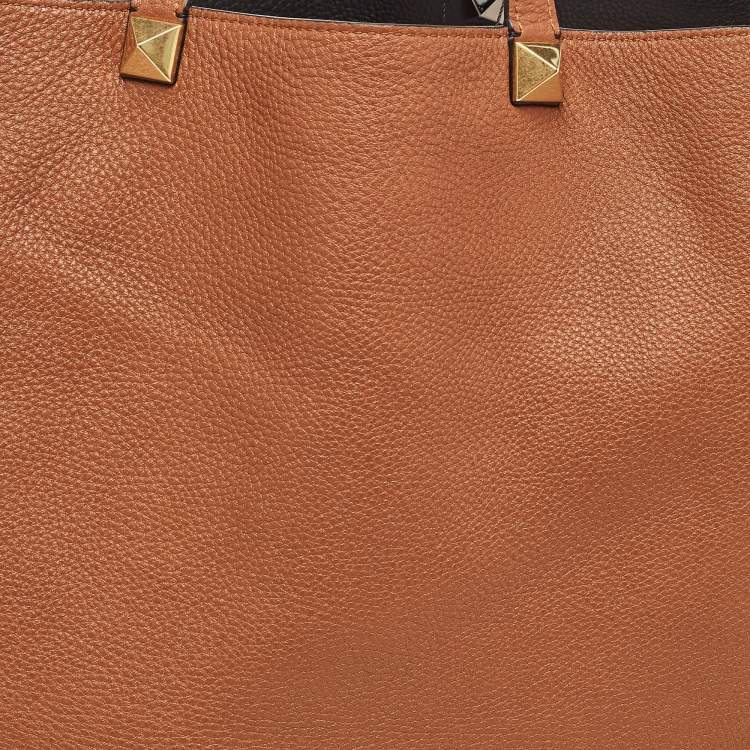 Pre Owned Valentino Brown/Black Leather Identity Reversible Tote