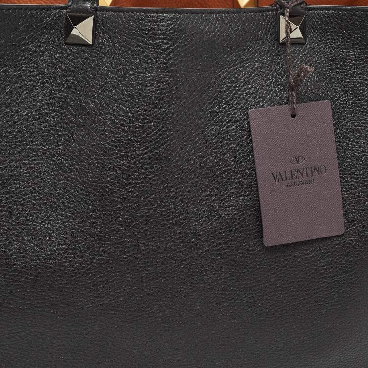 Pre Owned Valentino Brown/Black Leather Identity Reversible Tote