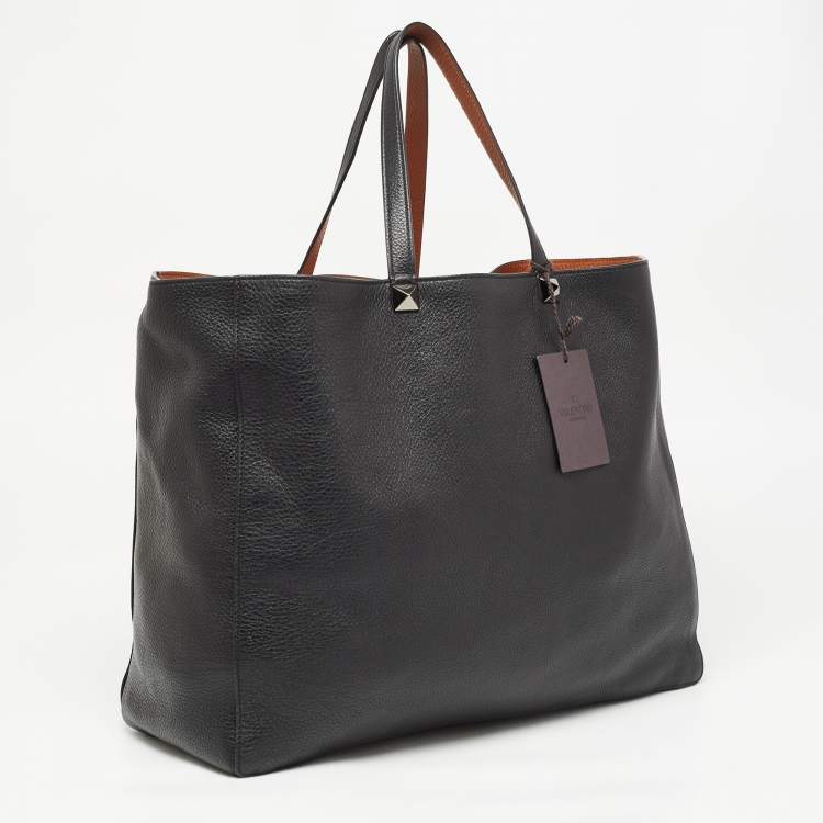 Pre Owned Valentino Brown/Black Leather Identity Reversible Tote
