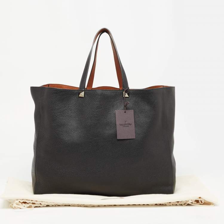 Pre Owned Valentino Brown/Black Leather Identity Reversible Tote
