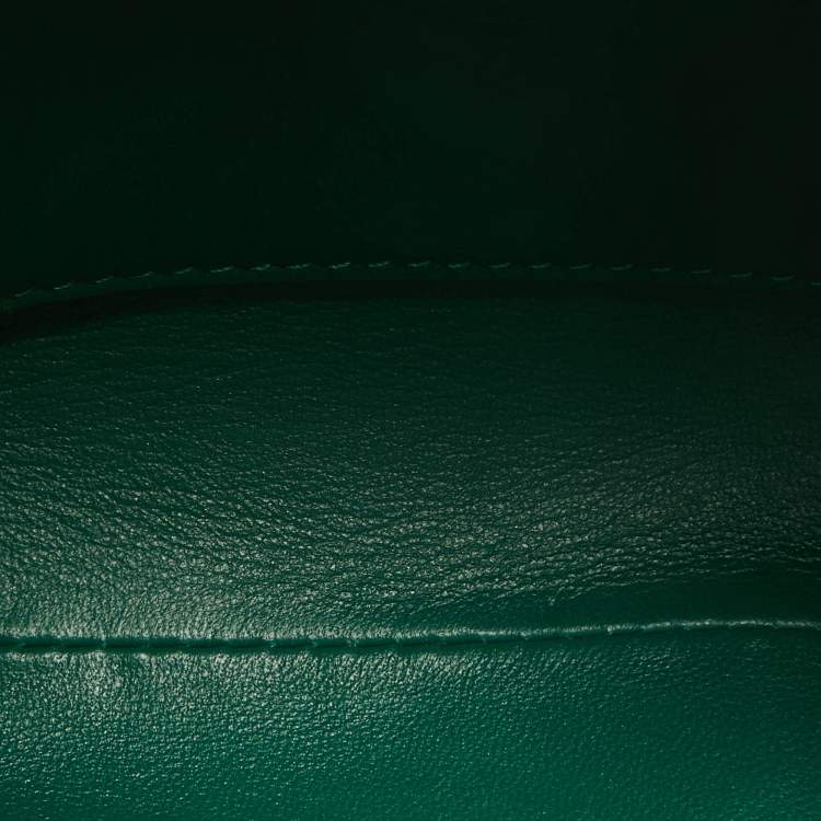 Pre Owned Valentino Green Quilted Leather Small Roman Stud Top Handle Bag