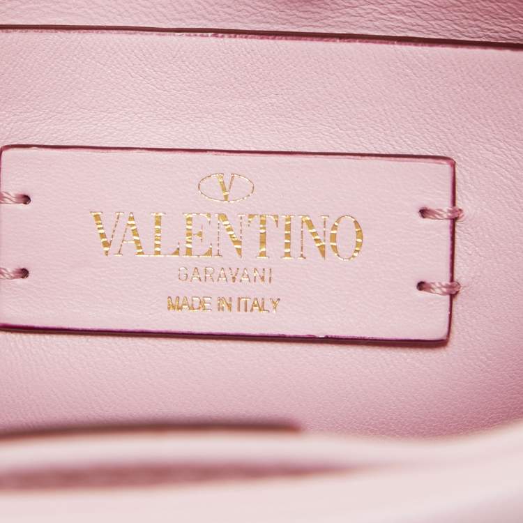 Pre Owned Valentino Pink Quilted Leather Mini Roman Stud Top Handle Bag