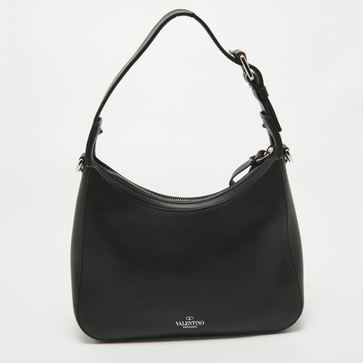 Pre Owned Valentino Black Leather Small VLTN Hobo